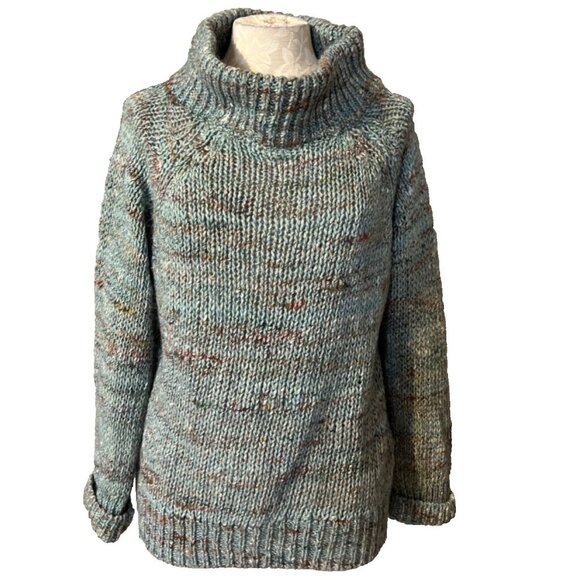 Anthropologie MOTH Sweater Blue Specks M Medium Thick Collared Alpaca Blend - Picture 5 of 13